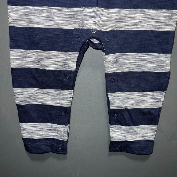 Baby GAP Longall Rompers Infants 12-18m Blue Gray Striped Sleeveless - Picture 6 of 10